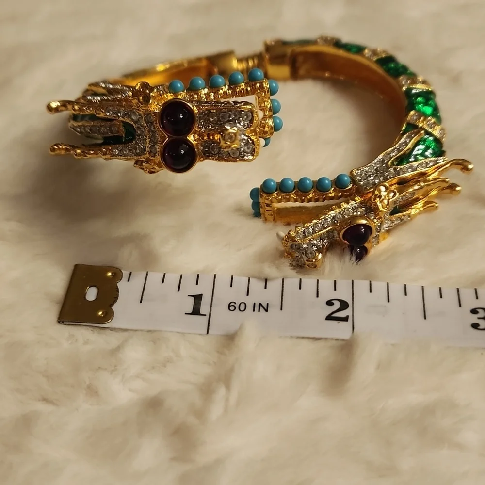 Rare KENNETH JAY LANE Green Dragon Bracelet - Picture 3 of 12